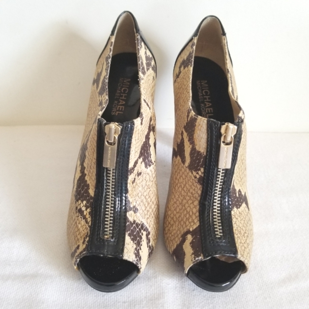 Michael Kors Reptile Patent Open Toe Bootie - Picture 2 of 9